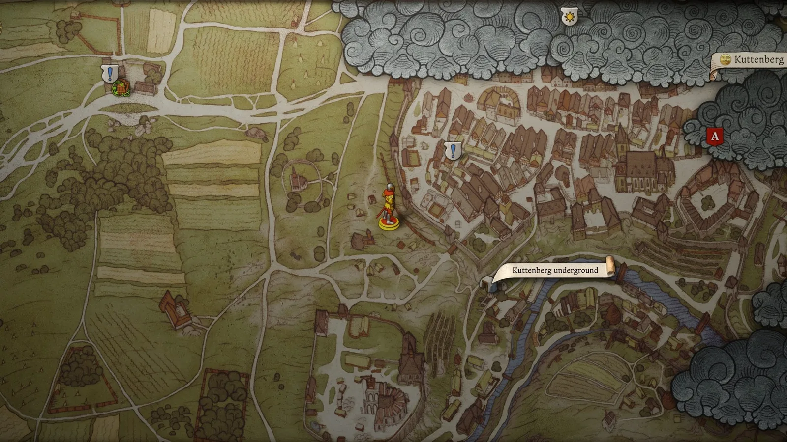 KCD2 treasure map third route: Kuttenberg underground entrance and passages